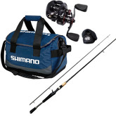 Kit Bolsa de Pesca Shimano + Carretilha Pesca Marine Lubina + Vara Lubina Lux-C561Mh